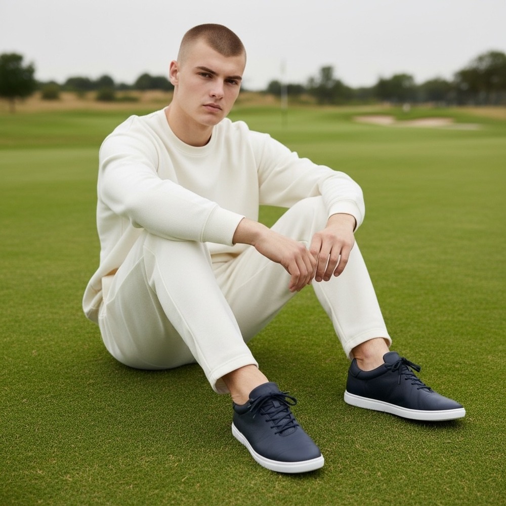 Cuater by Travis Mathew The Daily Navy Leather Golf Sneakers‎ Mens 10.5 4MT090